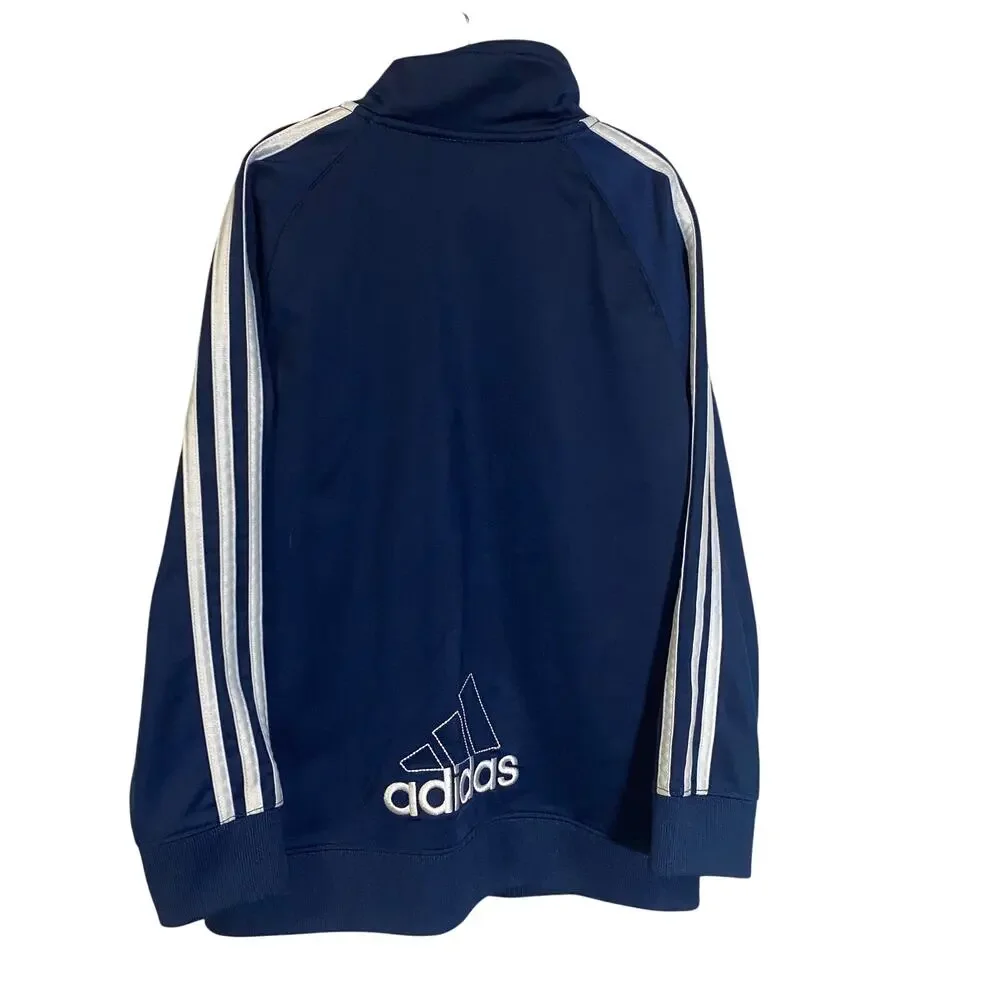 Adidas Kids Blue White Classic Track Jacket Lightweight Three Stripe Sleeve Sz 7